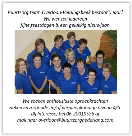Advertentie Buurtzorg team Overloon-Vierlingsbeek